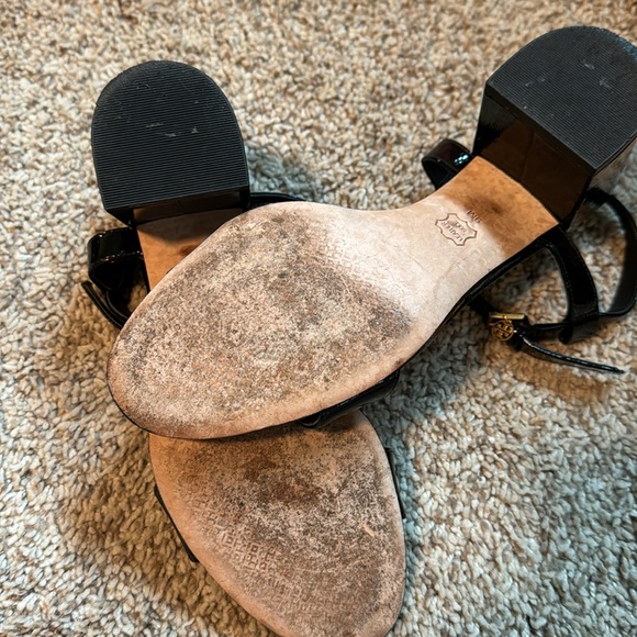Tory Burch Laurel 65mm Leather Sandals Black Patent Leather Heel Sandals Classic - Picture 8 of 8